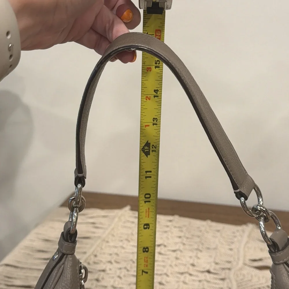 Coach Harley East West Pebbled Leather Hobo Shoulder Bag Gray Grey Chic